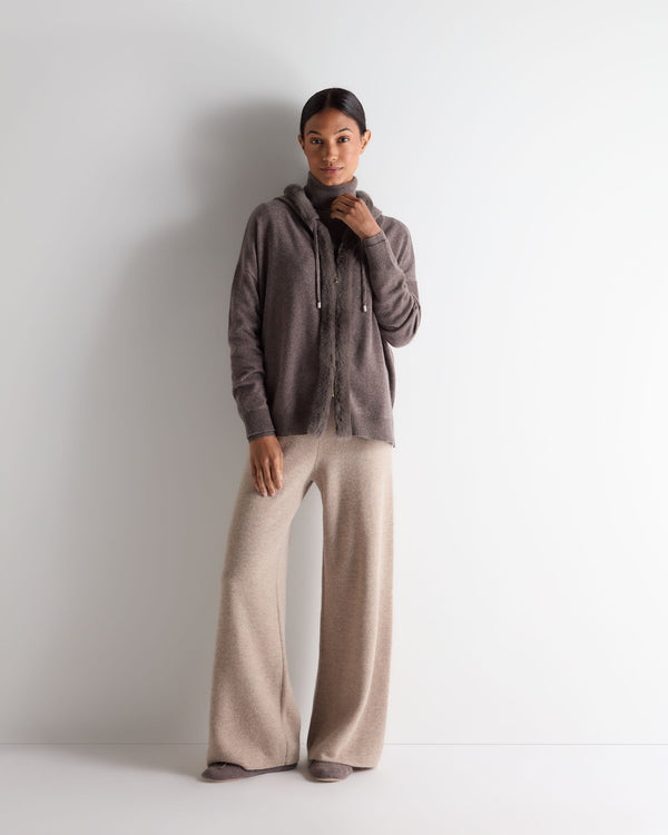 N.peal Women's Alicia Fur Trim Cashmere Hoodie In Otter Brown