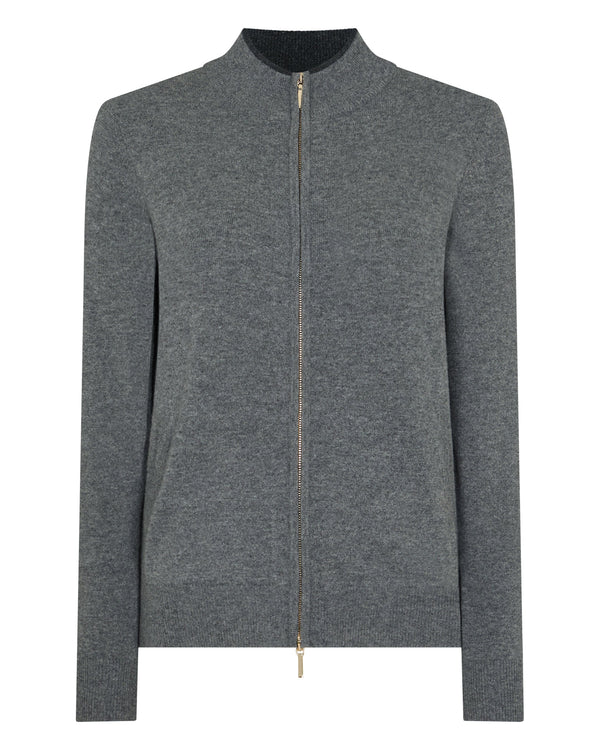 N.peal Women's Alisa Full Zip Cashmere Cardigan In Elephant Grey