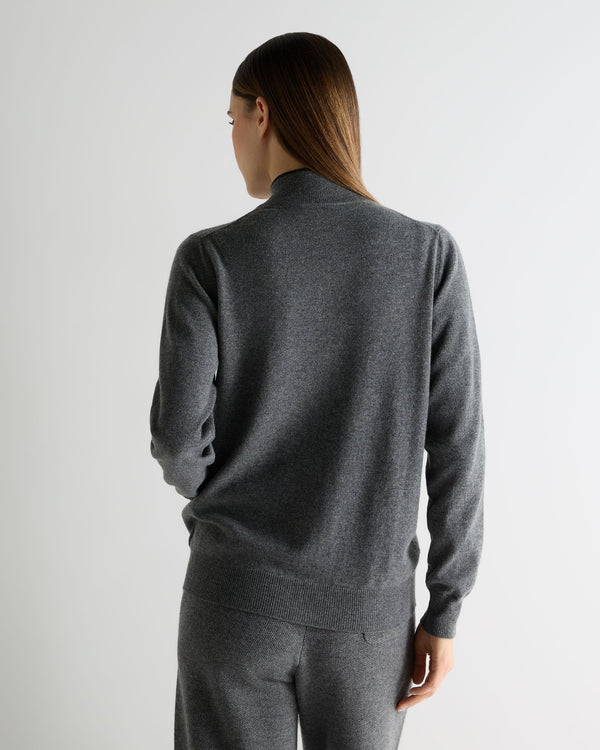 N.peal Women's Alisa Full Zip Cashmere Cardigan In Elephant Grey