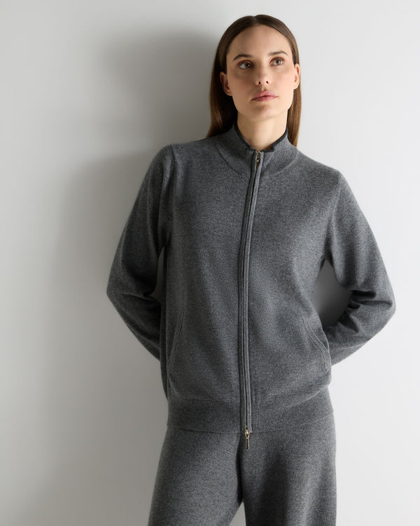 n.peal Women's Alisa Full Zip Cashmere Cardigan In Elephant Grey