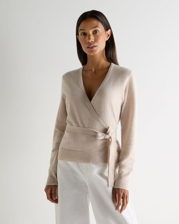 n.peal Women's Arabella Wrap Cashmere Cardigan In Ecru White
