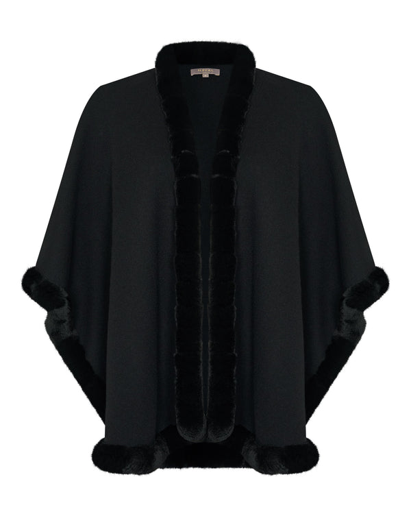 n.peal Women's Ayla Fur Trim Cashmere Cape In Black