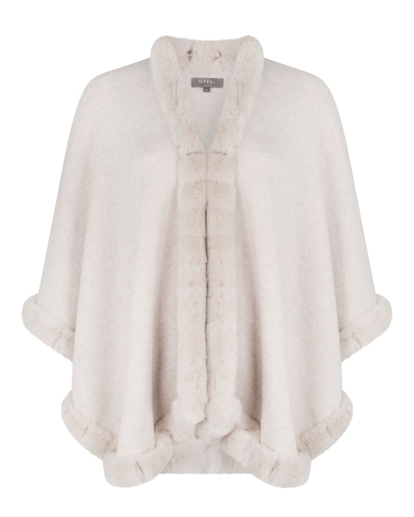 N.peal Women's Ayla Fur Trim Cashmere Cape In Frost White