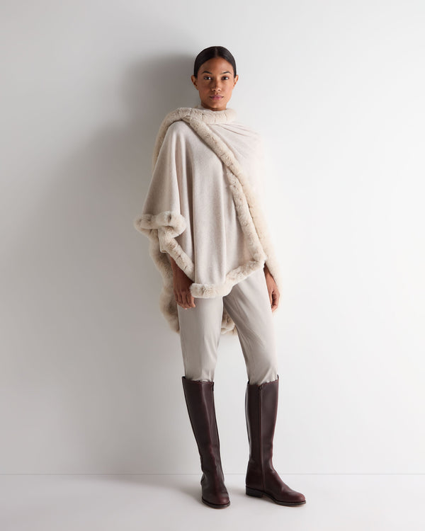 N.peal Women's Ayla Fur Trim Cashmere Cape In Frost White