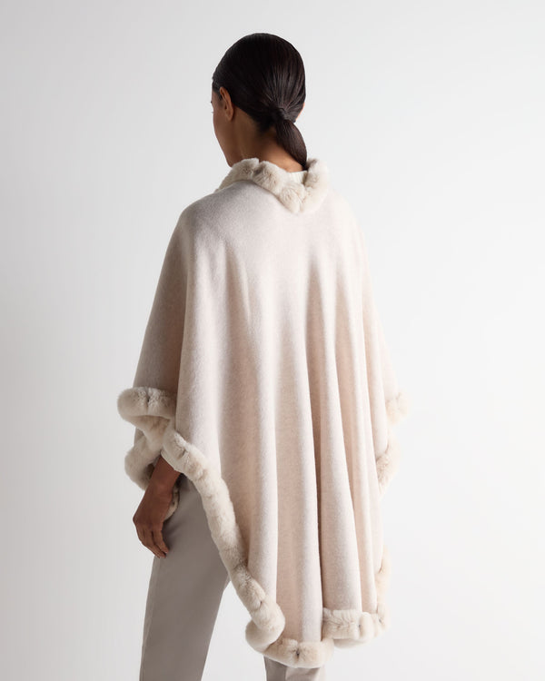 N.peal Women's Ayla Fur Trim Cashmere Cape In Frost White