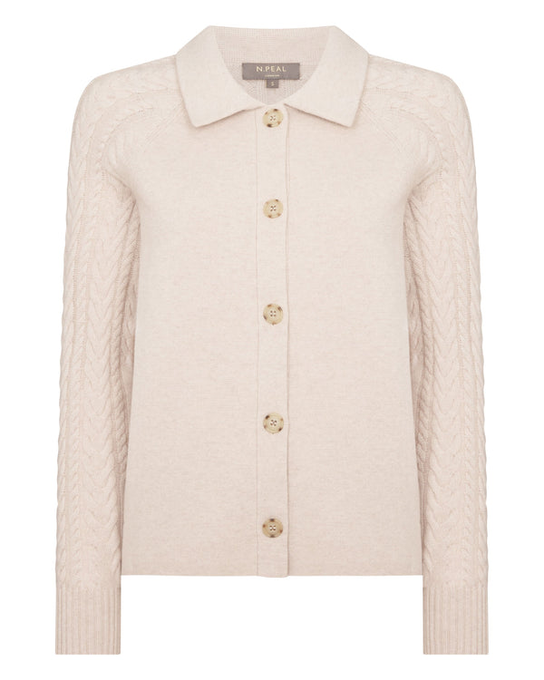 N.peal Women's Cable Back Cashmere Jacket In Ecru White