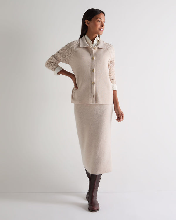 N.peal Women's Cable Back Cashmere Jacket In Ecru White