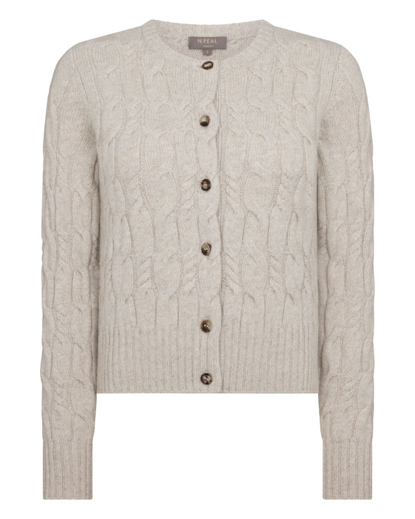 N.peal Women's Cable Cashmere Cardigan In Ash Grey Marl