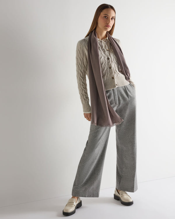 N.peal Women's Cable Cashmere Cardigan In Ash Grey Marl