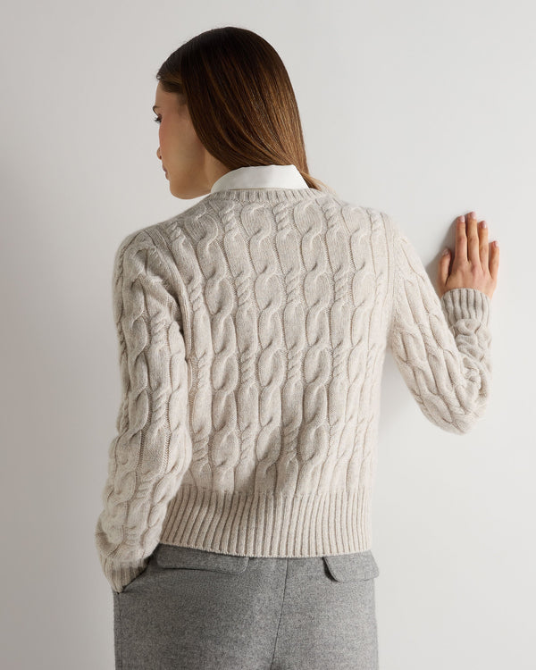 N.peal Women's Cable Cashmere Cardigan In Ash Grey Marl