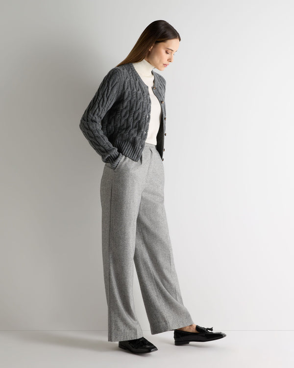 N.peal Women's Cable Cashmere Cardigan In Elephant Grey