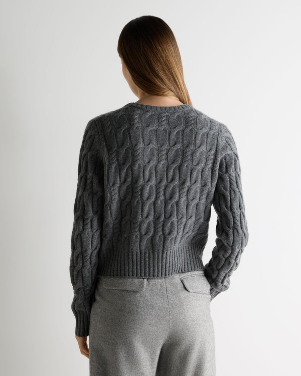 N.peal Women's Cable Cashmere Cardigan In Elephant Grey