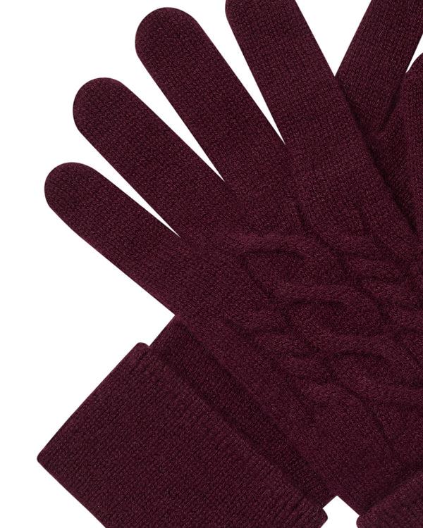 N.peal Women's Cable Cashmere Gloves In Bordeaux Red