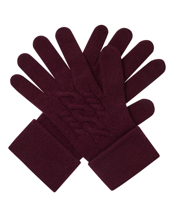n.peal Women's Cable Cashmere Gloves In Bordeaux Red