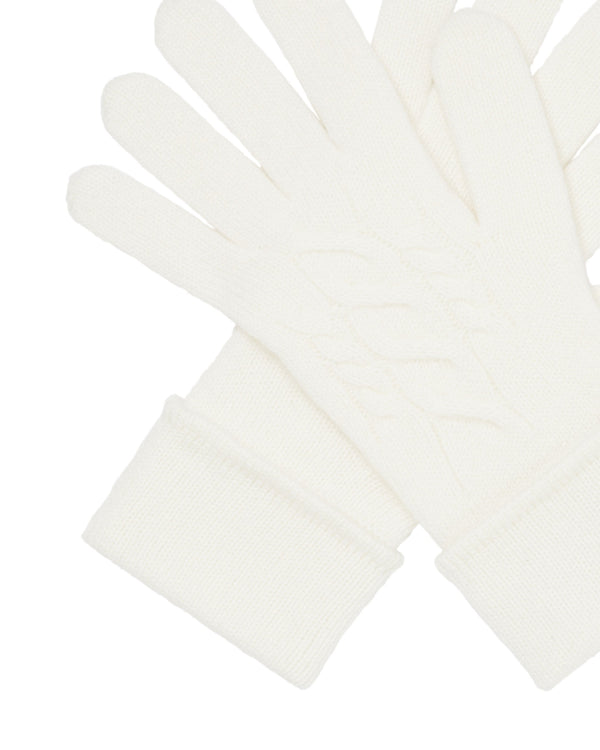 N.peal Women's Cable Cashmere Gloves In New Ivory White