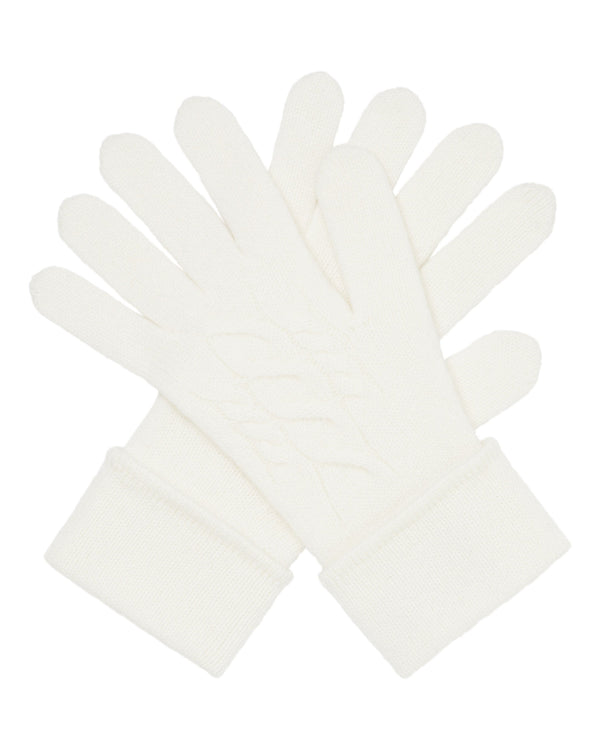 n.peal Women's Cable Cashmere Gloves In New Ivory White