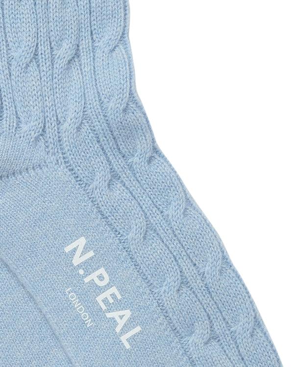 N.peal Women's Cable Cashmere House Socks In Sea Mist Blue
