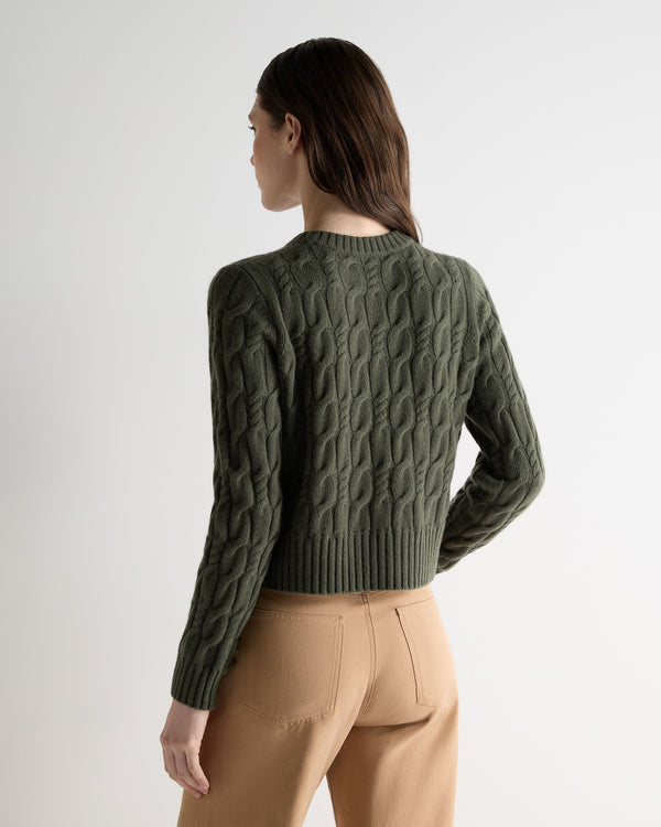 N.peal Women's Cable Cashmere Sweater In Army Green