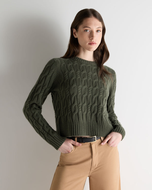 n.peal Women's Cable Cashmere Sweater In Army Green