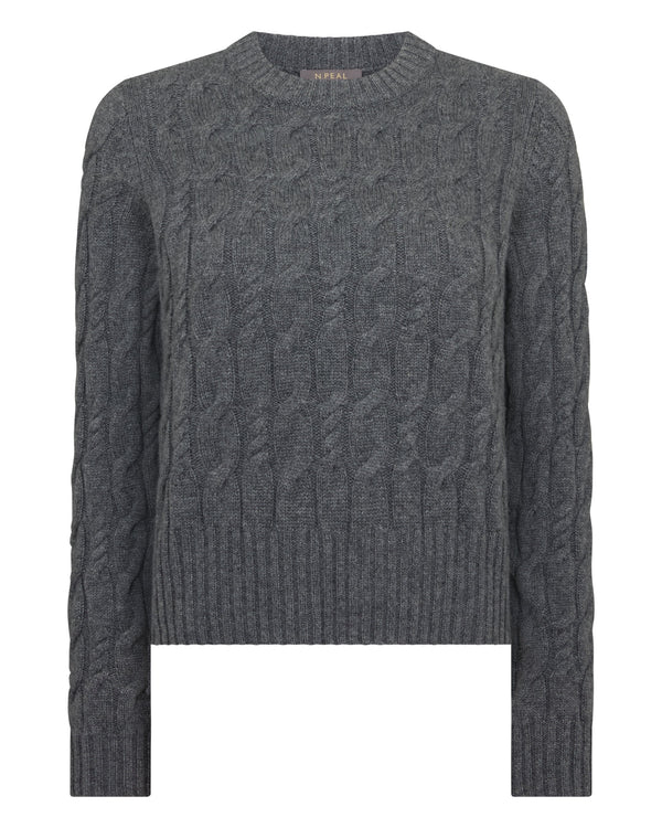 N.peal Women's Cable Cashmere Sweater In Elephant Grey