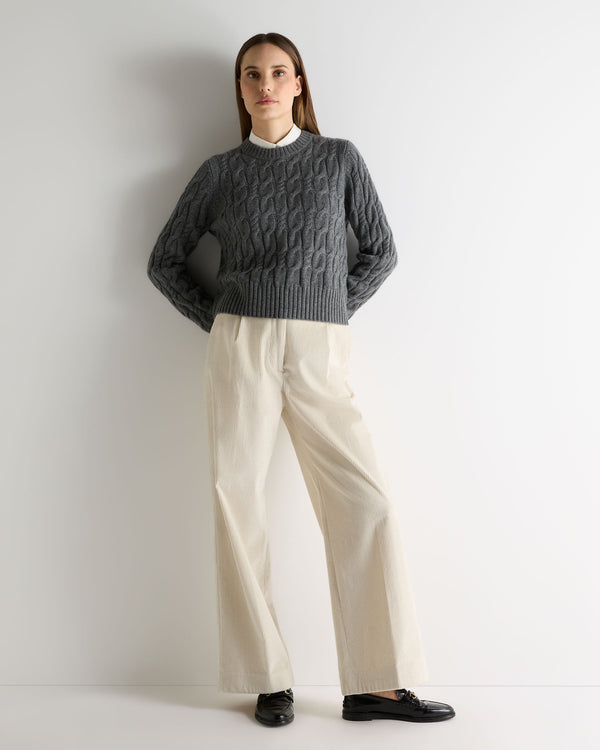 N.peal Women's Cable Cashmere Sweater In Elephant Grey