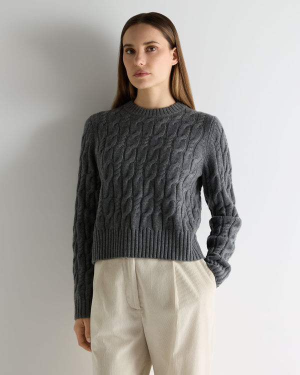 n.peal Women's Cable Cashmere Sweater In Elephant Grey