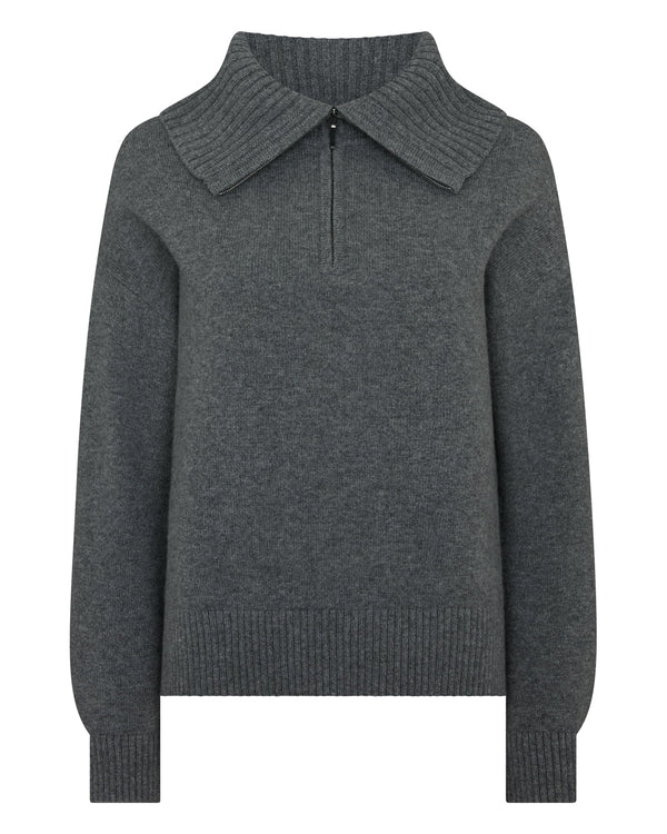 N.peal Women's Cashmere Half Zip Cashmere Sweater In Elephant Grey