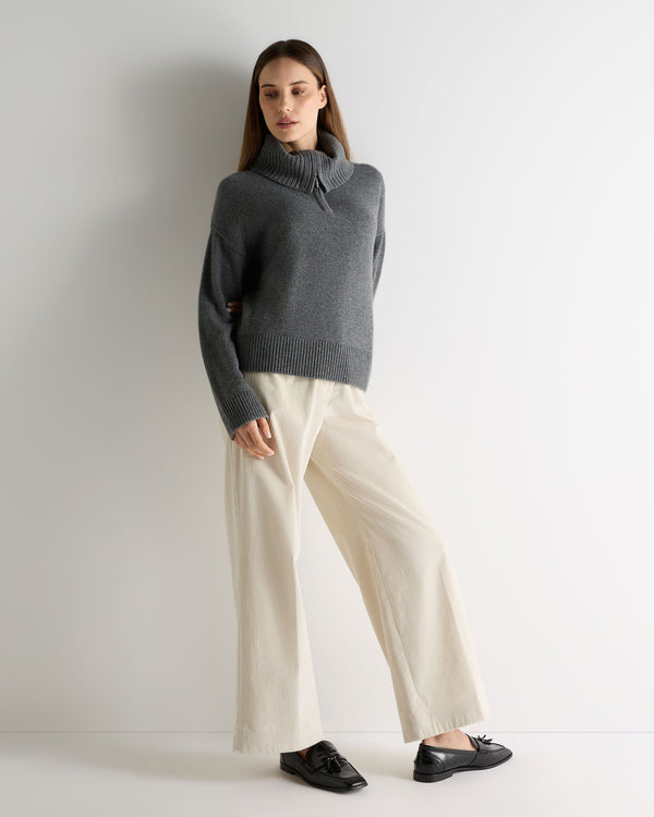 N.peal Women's Cashmere Half Zip Cashmere Sweater In Elephant Grey