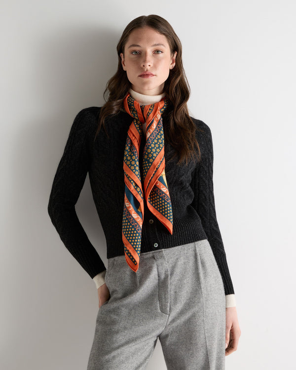 N.peal Women's Cashmere Silk Printed Foulard In Navy Blue