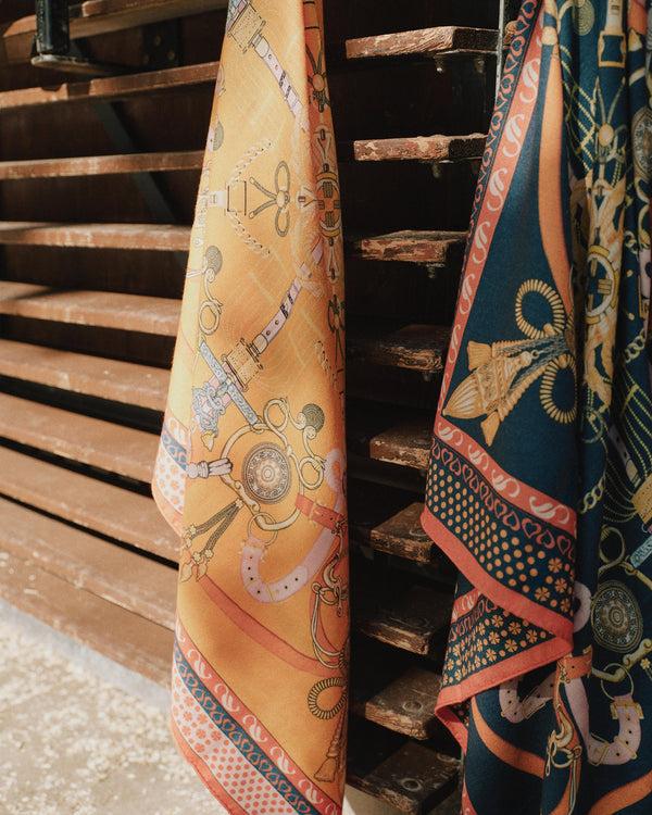 N.peal Women's Cashmere Silk Printed Foulard In Navy Blue