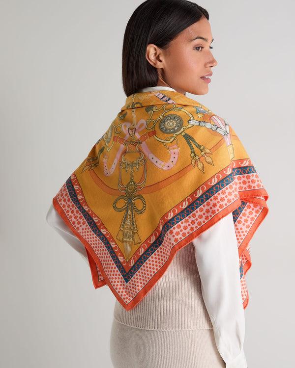 N.peal Women's Cashmere Silk Printed Foulard In Yellow