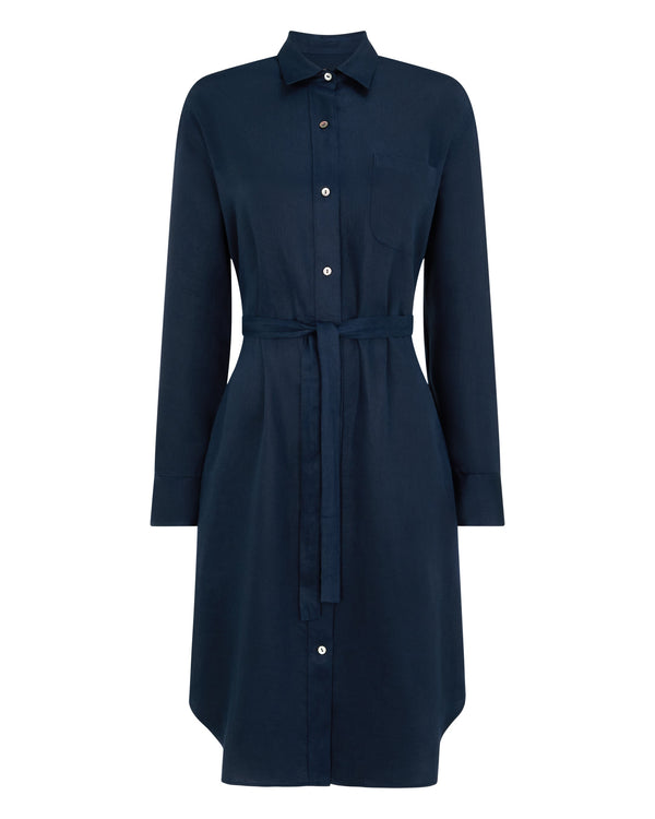 N.peal Women's Catania Linen Shirt Dress In Navy Blue