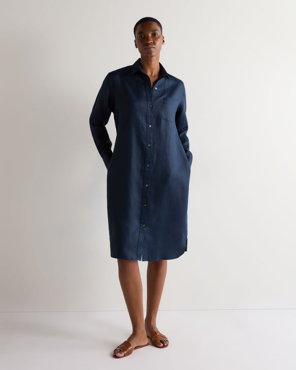 N.peal Women's Catania Linen Shirt Dress In Navy Blue