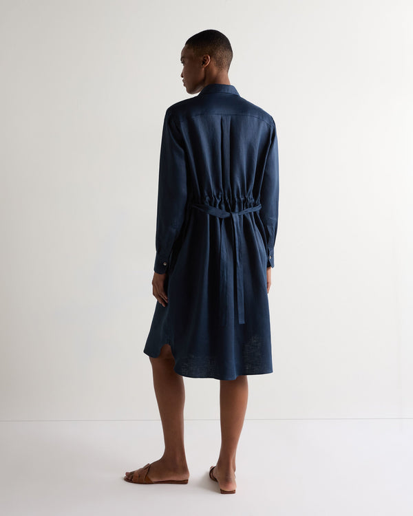 N.peal Women's Catania Linen Shirt Dress In Navy Blue