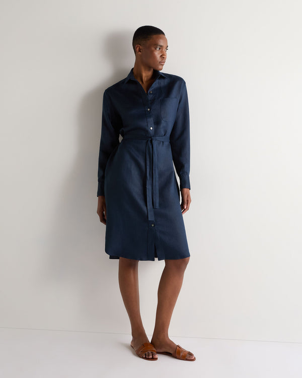 n.peal Women's Catania Linen Shirt Dress In Navy Blue