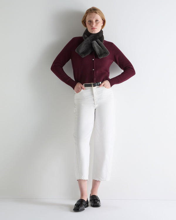 N.peal Women's Chunky Crop Cashmere Cardigan In Bordeaux Red