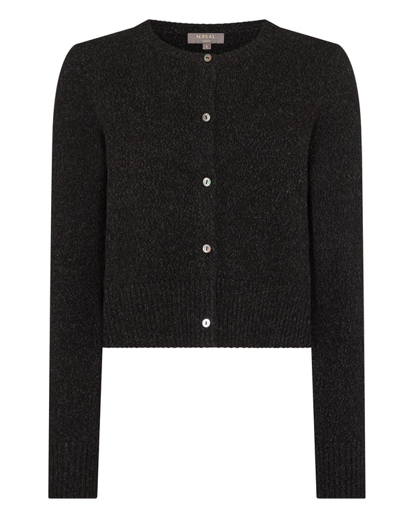N.peal Women's Chunky Crop Cashmere Cardigan In Charcoal Grey Melange