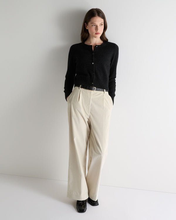 N.peal Women's Chunky Crop Cashmere Cardigan In Charcoal Grey Melange