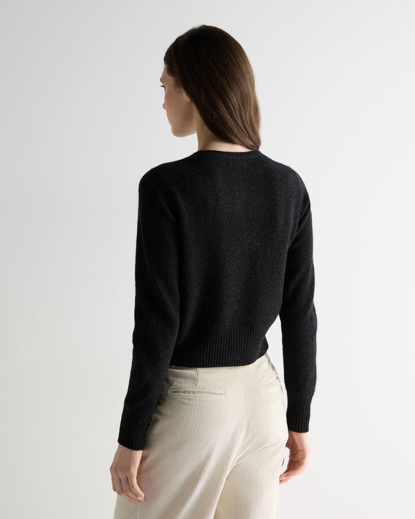 N.peal Women's Chunky Crop Cashmere Cardigan In Charcoal Grey Melange