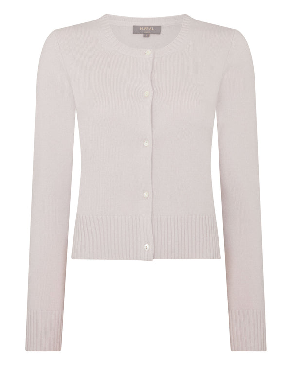 N.peal Women's Chunky Crop Cashmere Cardigan In Snow Grey