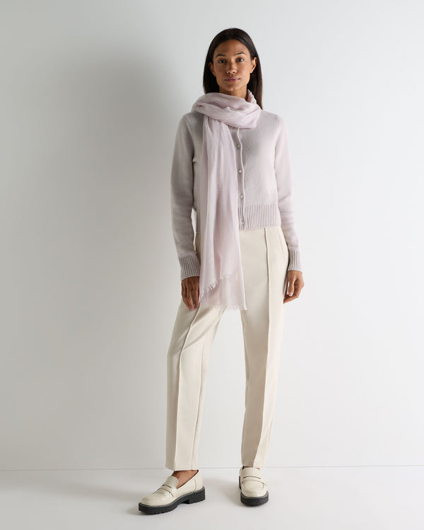 N.peal Women's Chunky Crop Cashmere Cardigan In Snow Grey