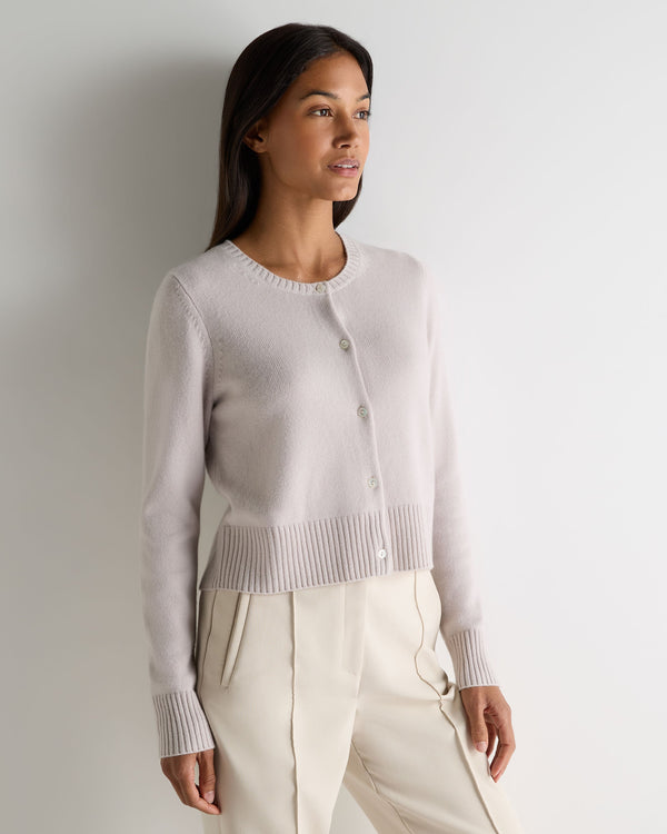 n.peal Women's Chunky Crop Cashmere Cardigan In Snow Grey