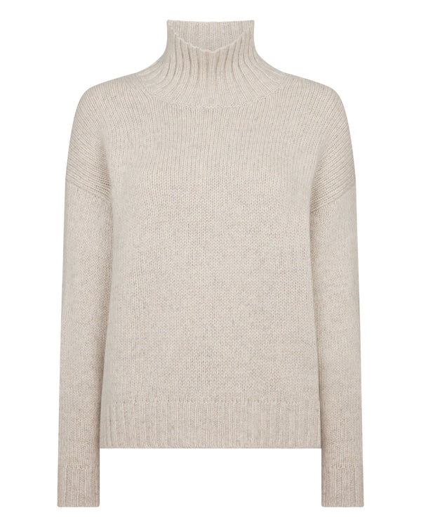 N.peal Women's Chunky Funnel Neck Cashmere Sweater In Ash Grey Marl