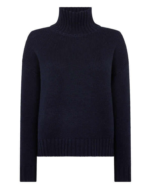 N.peal Women's Chunky Funnel Neck Cashmere Sweater In Navy Blue