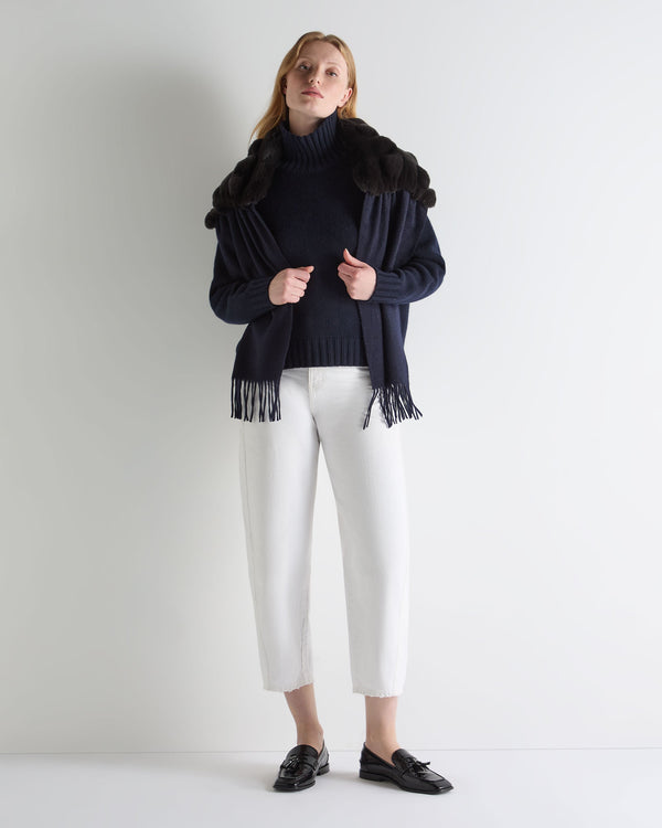 N.peal Women's Chunky Funnel Neck Cashmere Sweater In Navy Blue