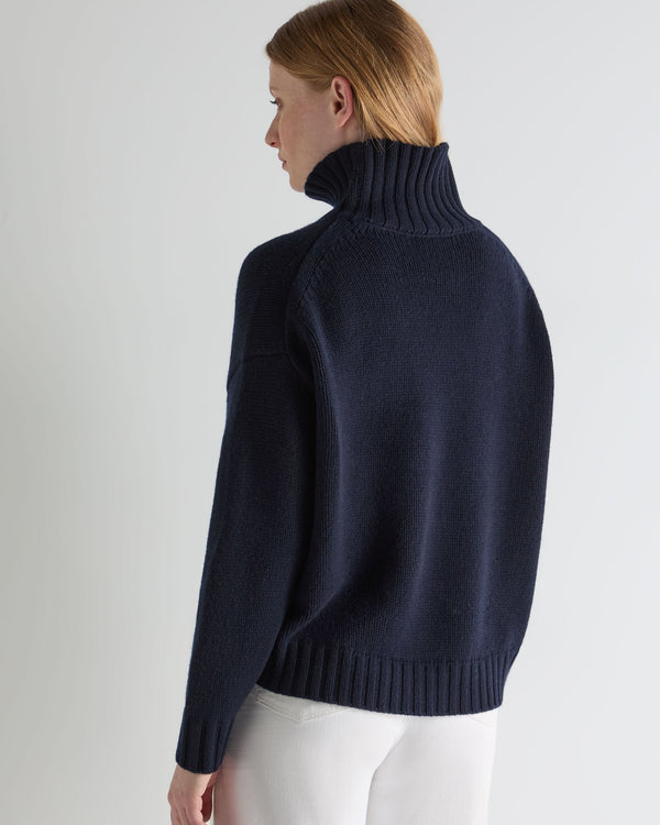 N.peal Women's Chunky Funnel Neck Cashmere Sweater In Navy Blue