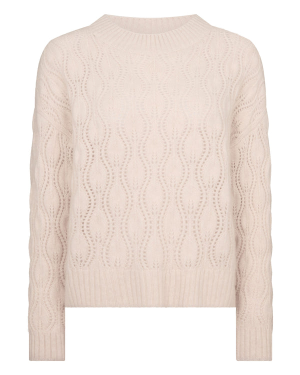 N.peal Women's Chunky Lace Stitch Cashmere Sweater In Ecru White