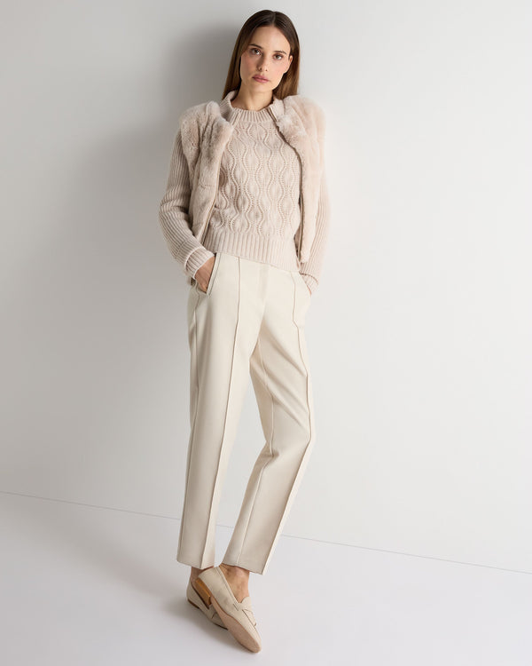 N.peal Women's Chunky Lace Stitch Cashmere Sweater In Ecru White