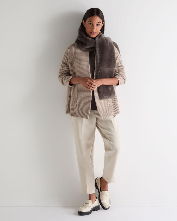 N.peal Women's Chunky Moss Stitch Cashmere Cardigan In Oatmeal Brown