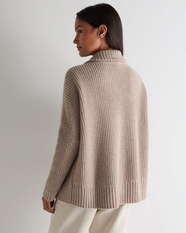 N.peal Women's Chunky Moss Stitch Cashmere Cardigan In Oatmeal Brown
